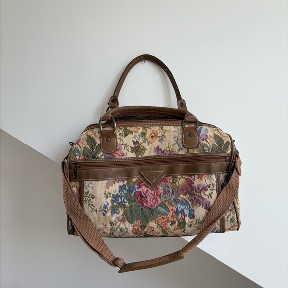 Floral Tapestry Duffel Bag Vintage - Picture 1 of 2